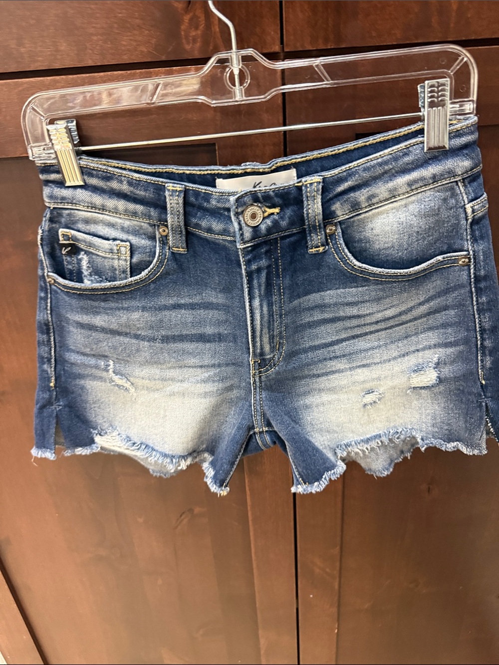 KanCan Blue Distressed Frayed Hem Denim Shorts
